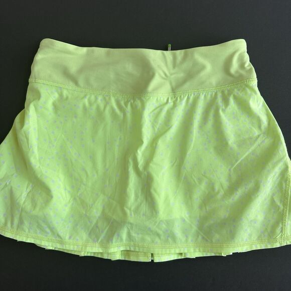 Lululemon Pace Setter Skirt Sz 2 Neon Petit/Polka Dot Ruffle Tennis Skort - Picture 4 of 6